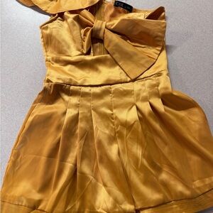 ‼️‼️CBR Mustard Yellow Satin Bow-Front Party Romper‼️‼️